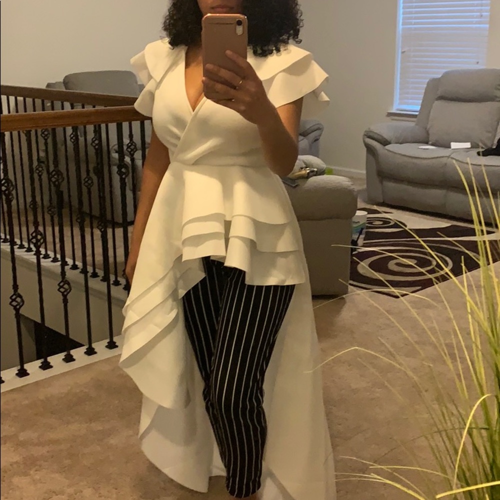 Ruffle Cap Sleeve Blouse